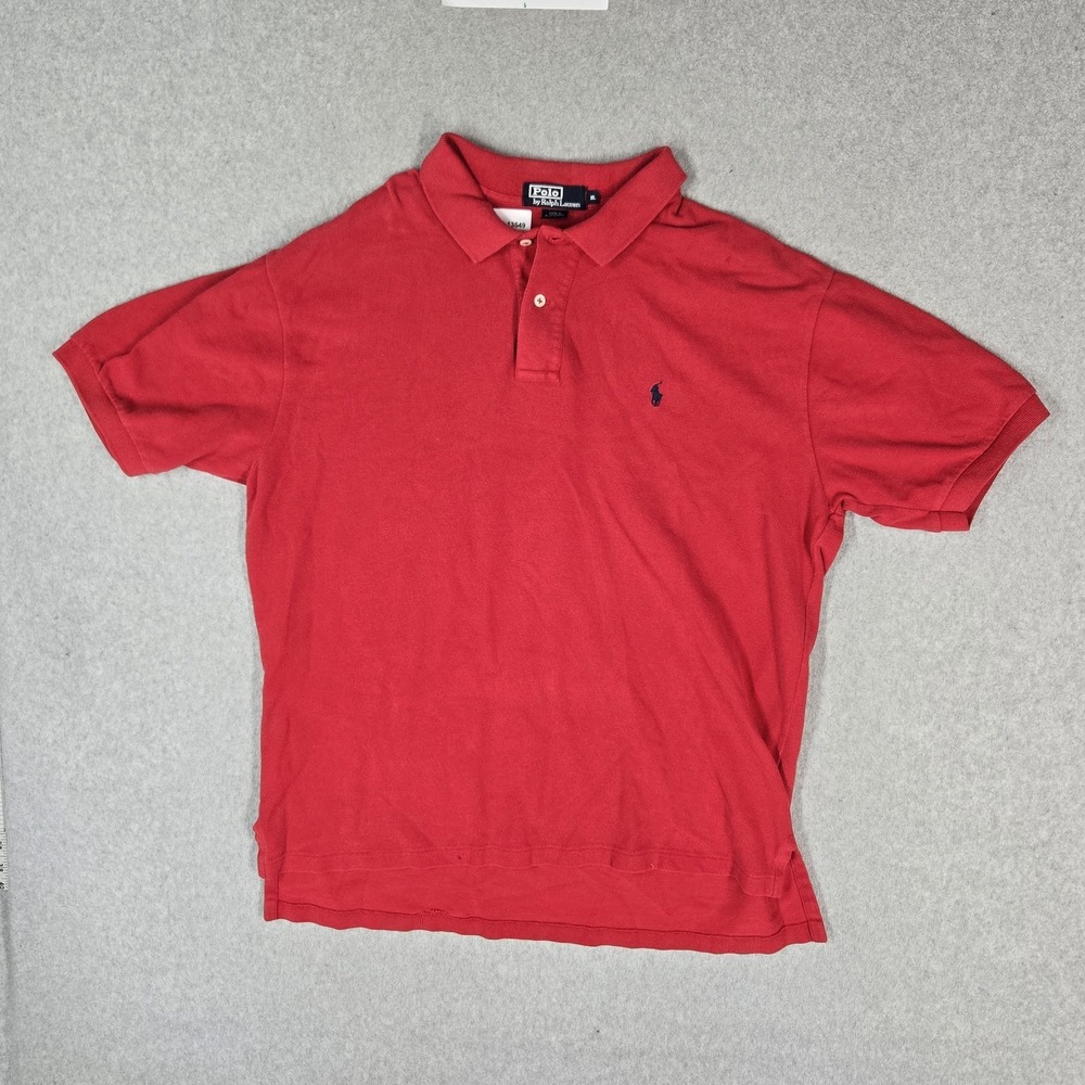 Polo By Ralph Lauren Men Polo XL Red Embroidered Button Logo Short Sleeve